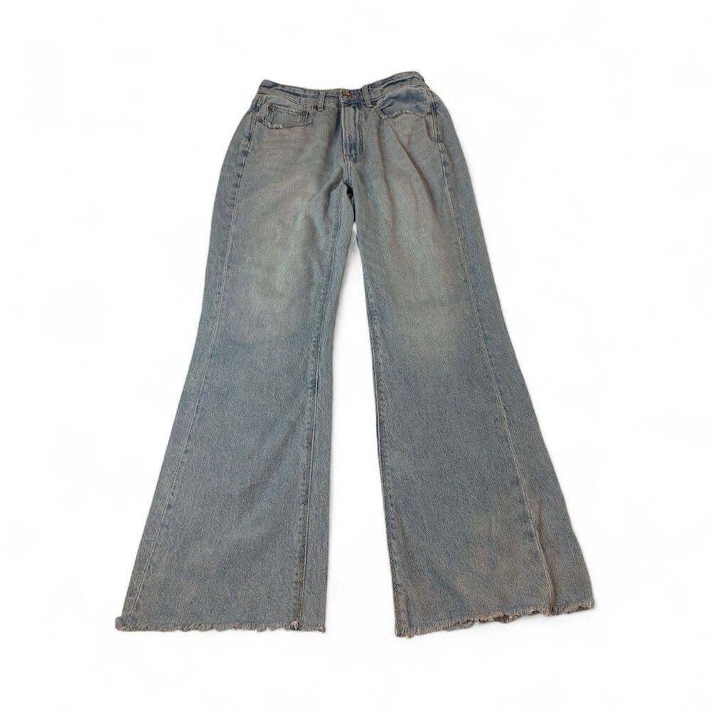 American Eagle Women’s Highest Rise 90’s Flare Jeans Raw Hem Size 6 Denim
